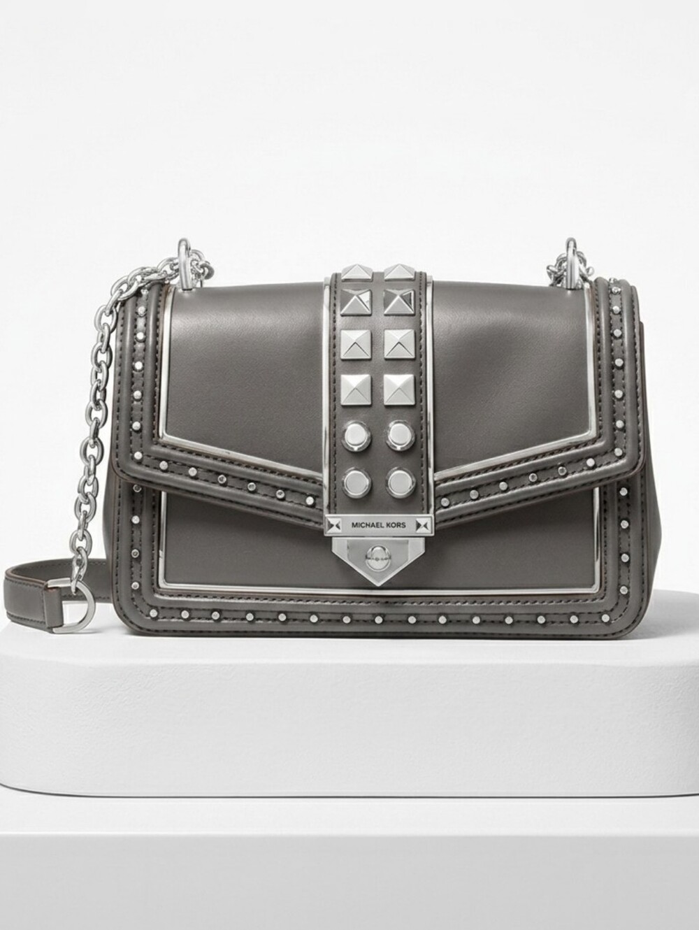 Michael Kors SoHo Studded Frameout Leather Chain Handle Bag